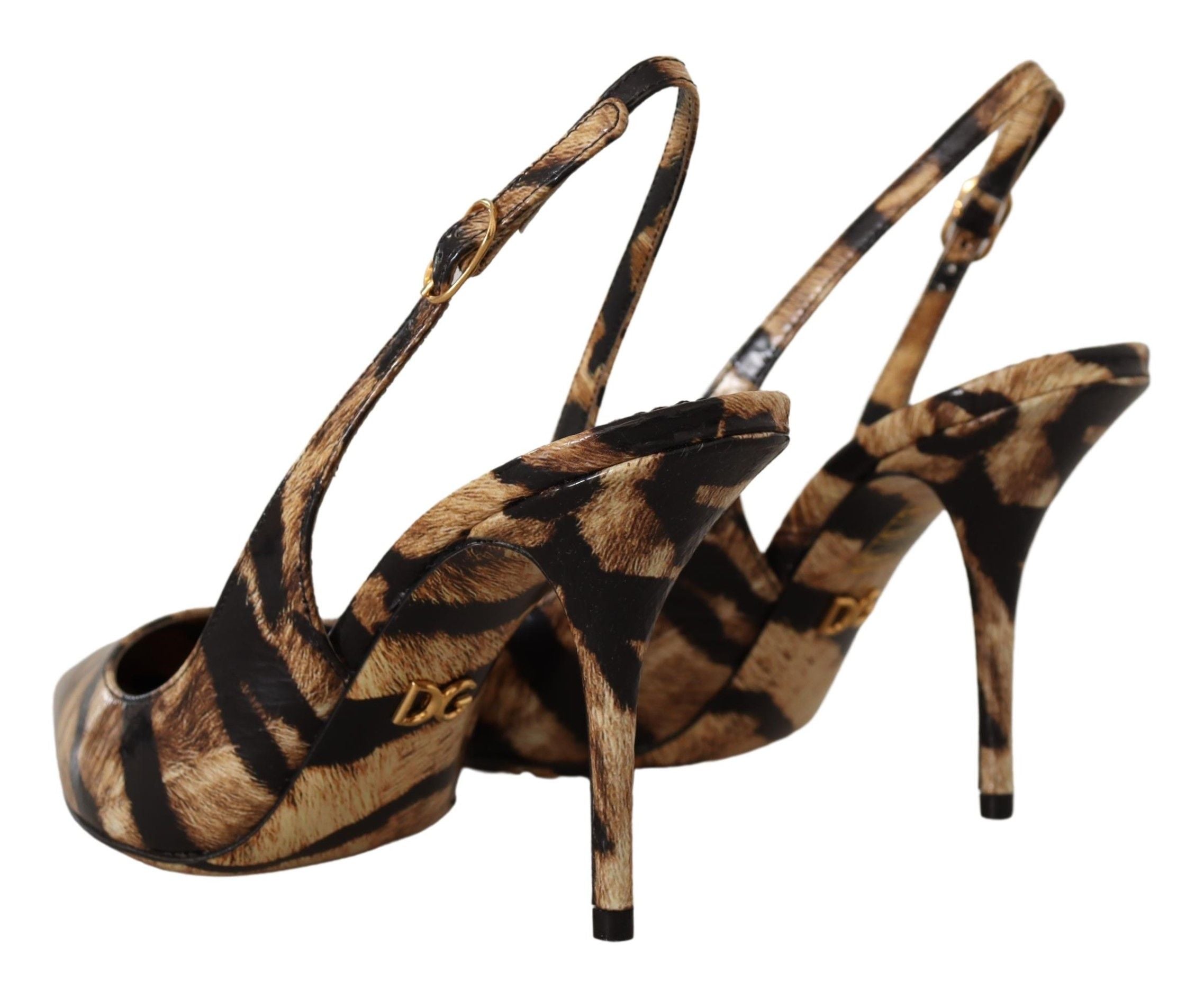 Bruine Slingbacks Leren Tijgerschoenen