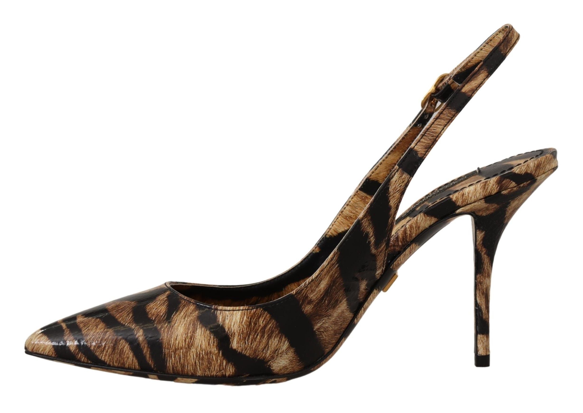 Bruine Slingbacks Leren Tijgerschoenen