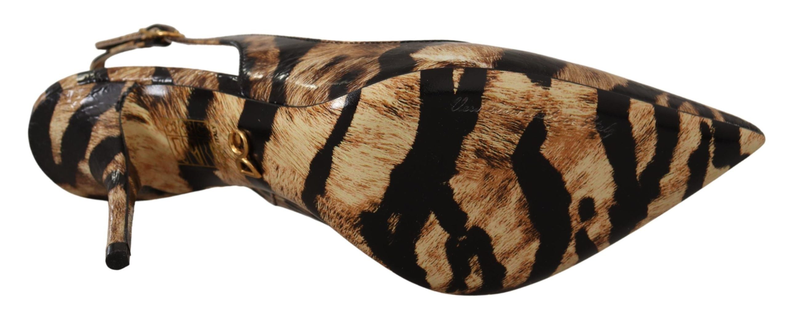 Bruine Slingbacks Leren Tijgerschoenen