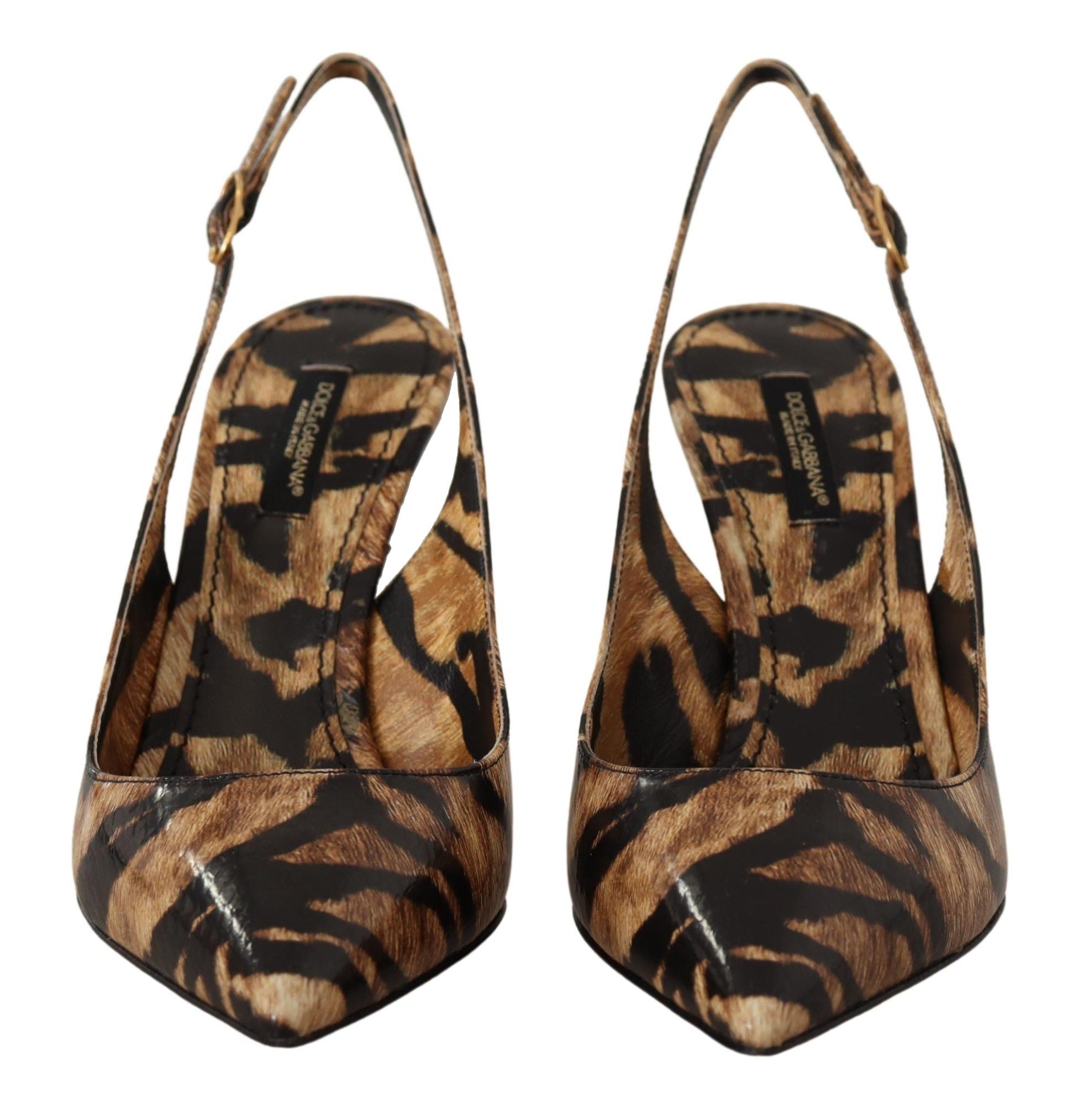 Bruine Slingbacks Leren Tijgerschoenen