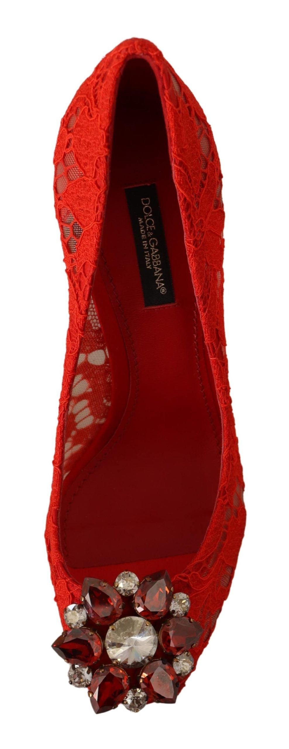 Rode Taormina kant kristallen hakken pumps