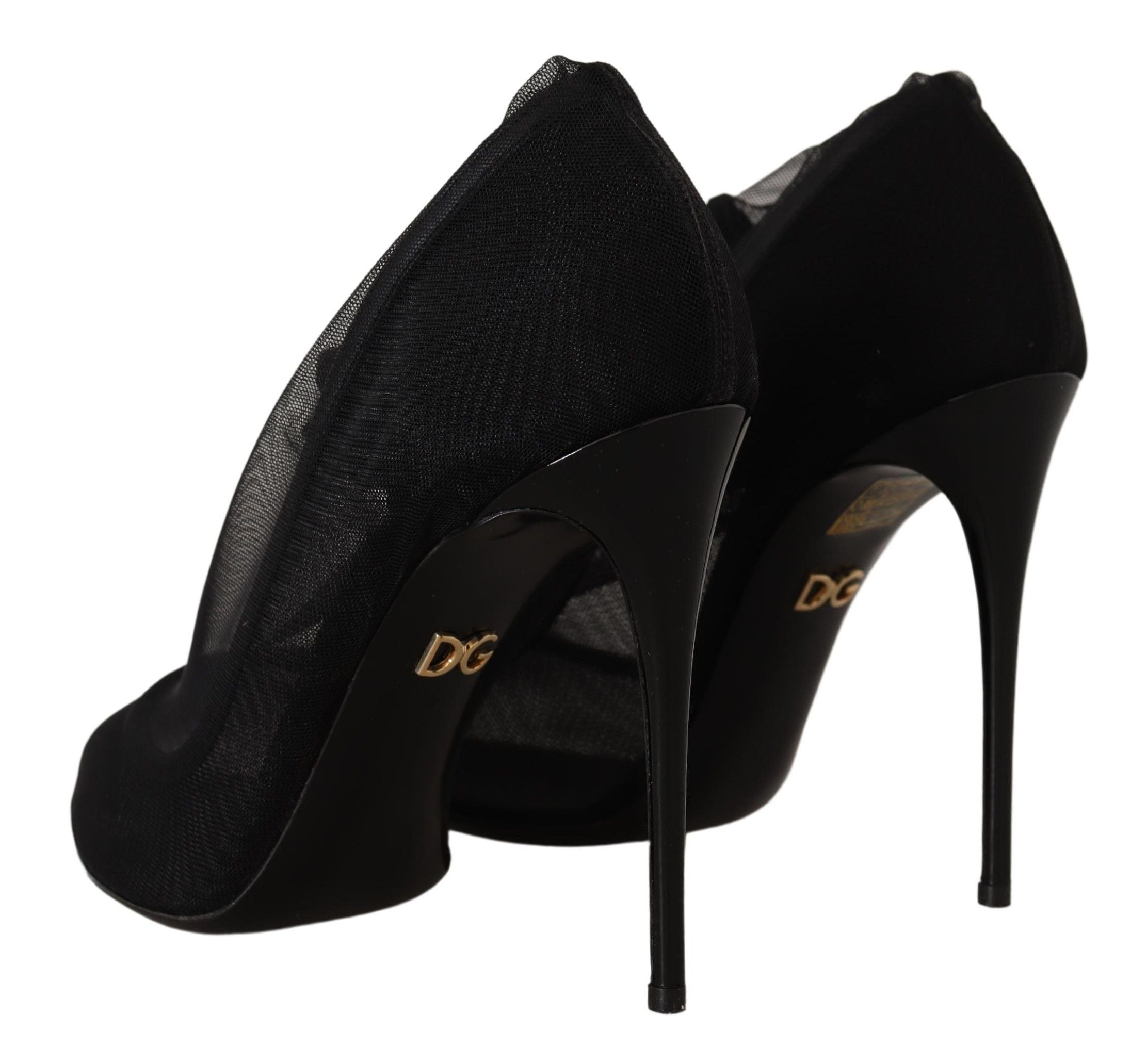 Zwarte Tule Stretch Laarzen Pumps Schoenen