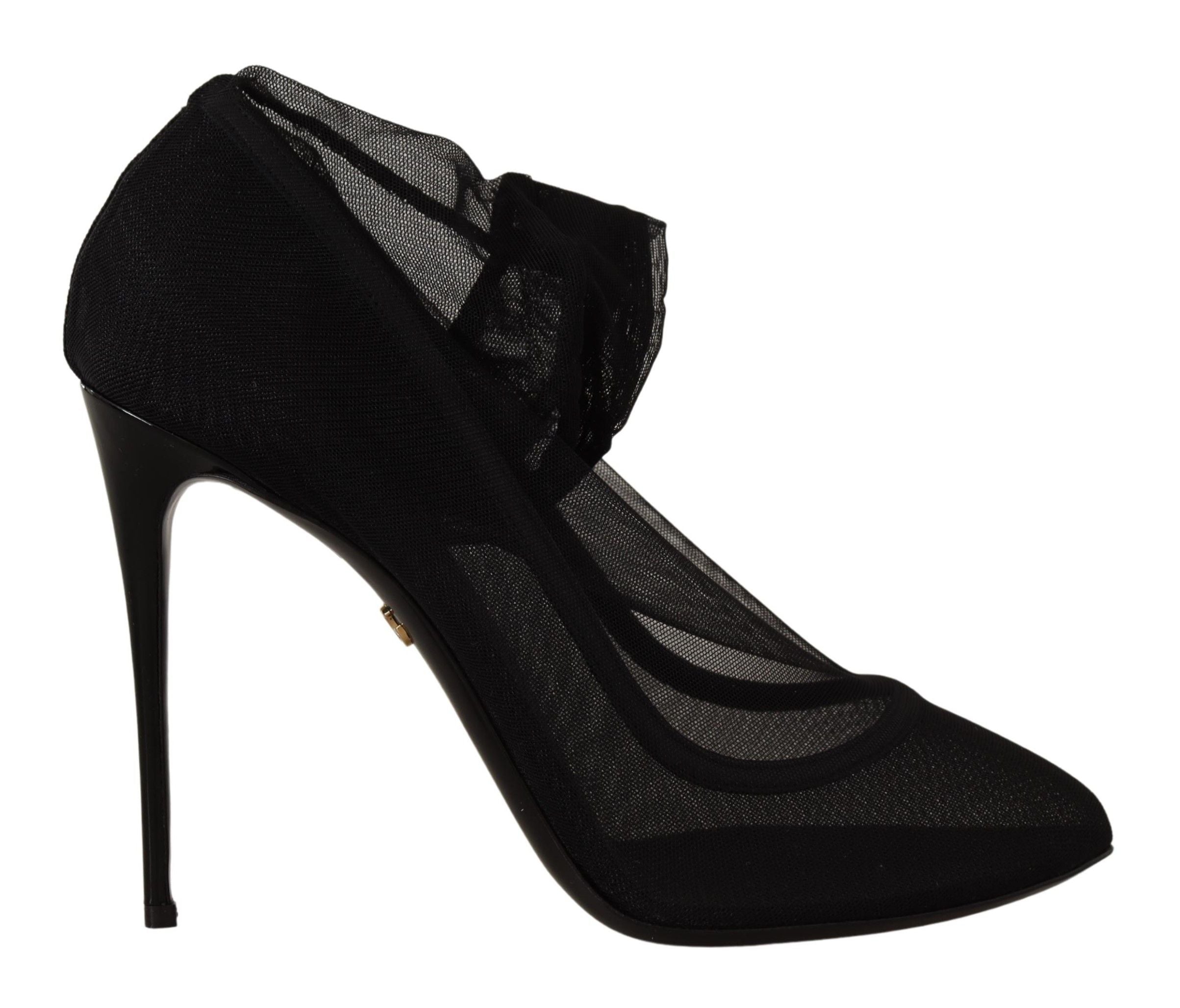 Zwarte Tule Stretch Laarzen Pumps Schoenen