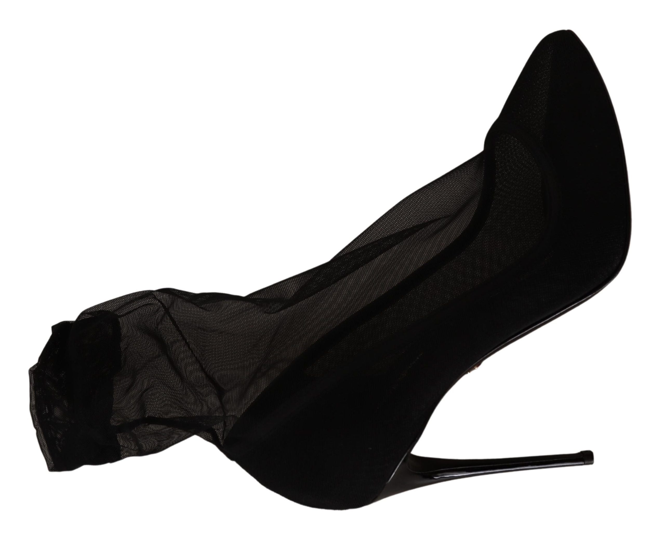 Zwarte Tule Stretch Laarzen Pumps Schoenen