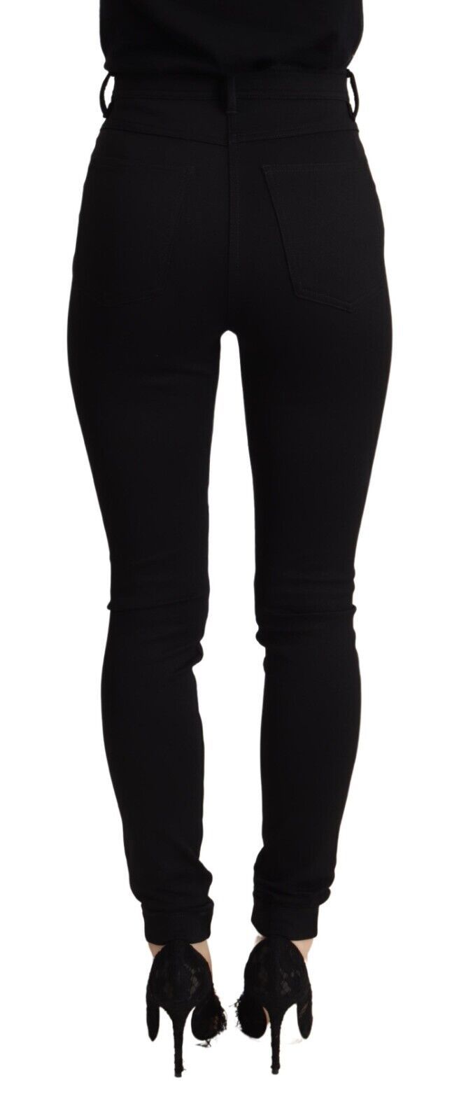 Zwarte skinny slim fit broek met hoge taille