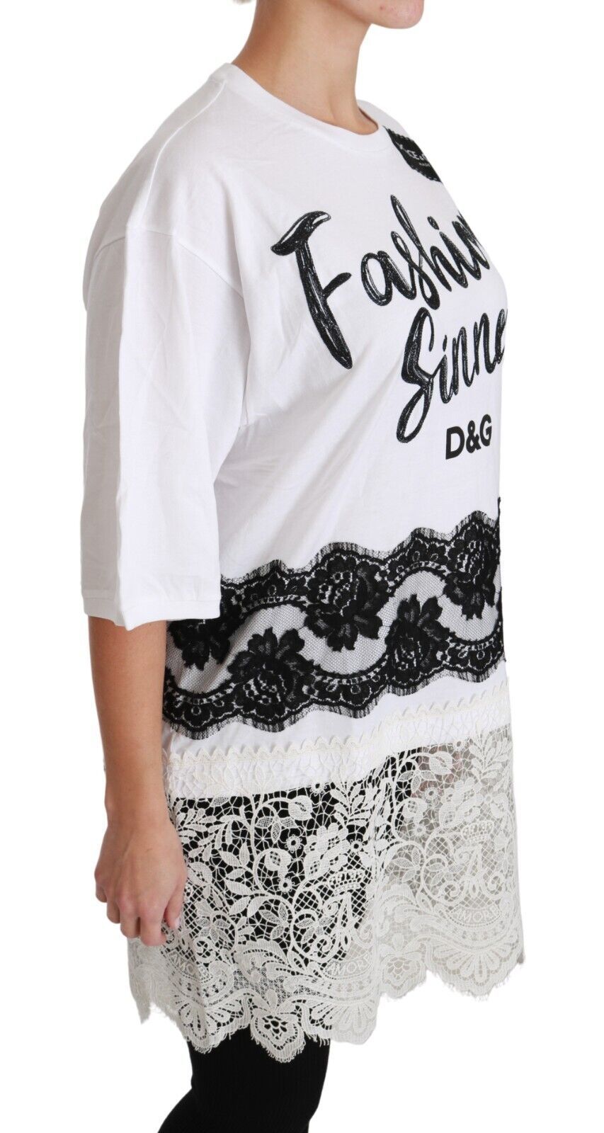 Witte Fashion Sinner katoenen kanten T-shirt top