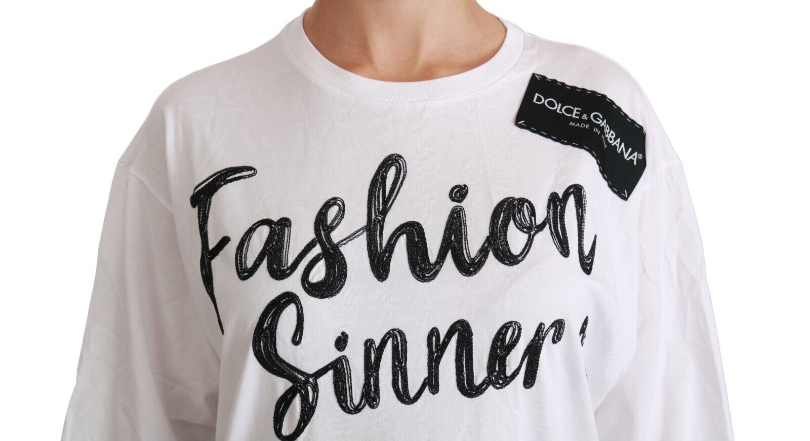 Witte Fashion Sinner katoenen kanten T-shirt top