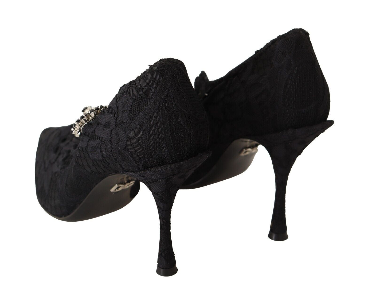 Zwarte kanten kristallen hakken Mary Jane pumps schoenen