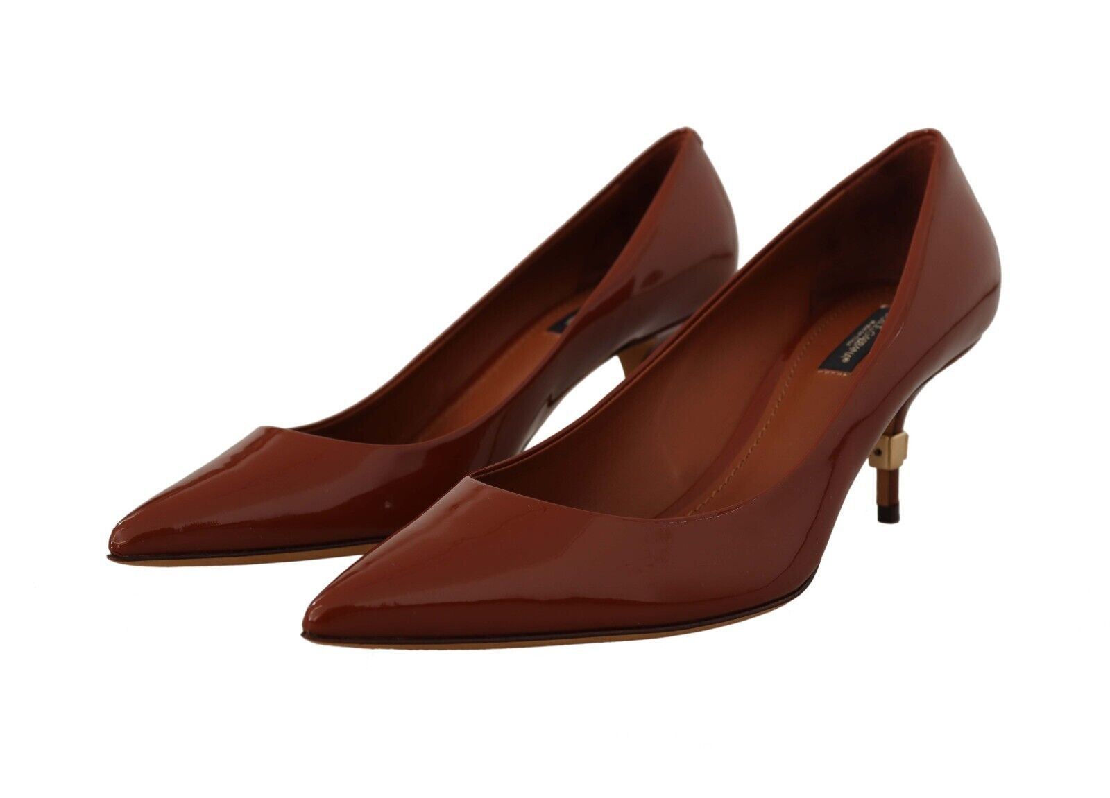 Bruine Kitten Heels Pumps Lakleren Schoenen