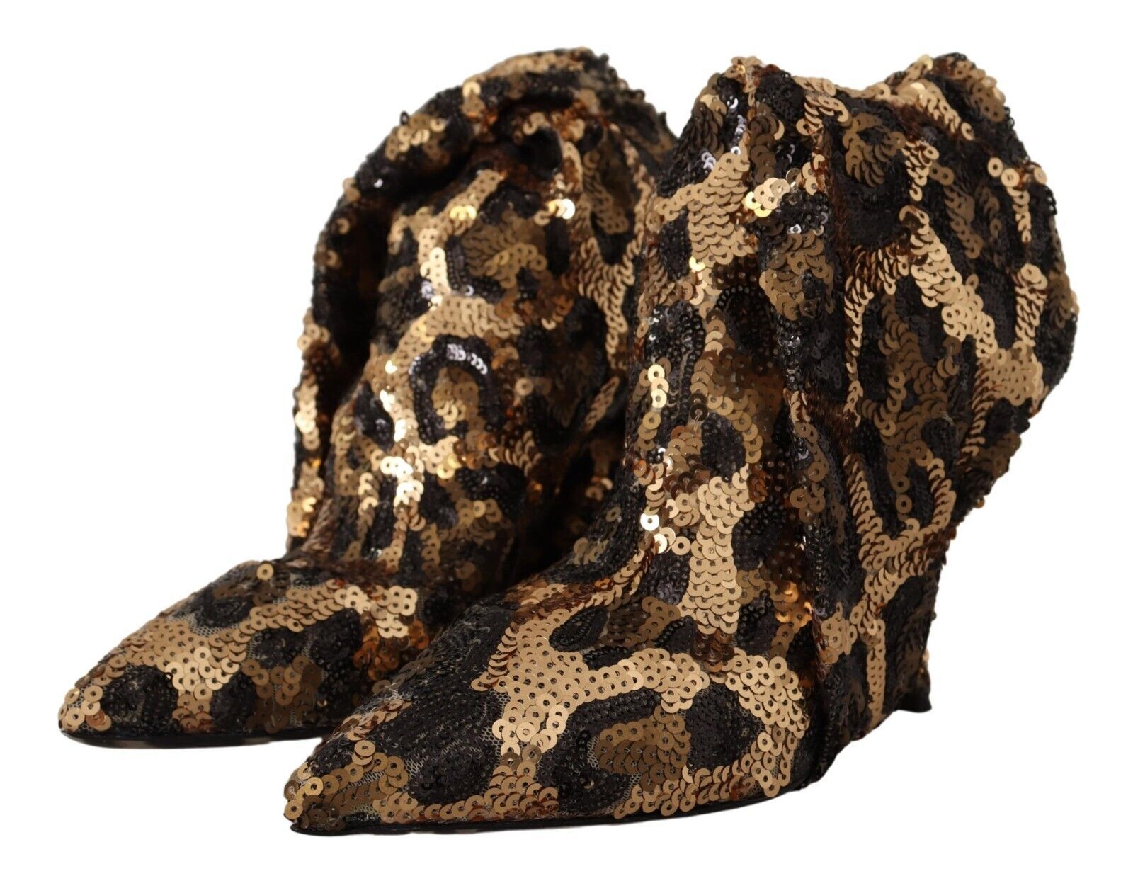 Gouden luipaard pailletten hakken laarzen schoenen