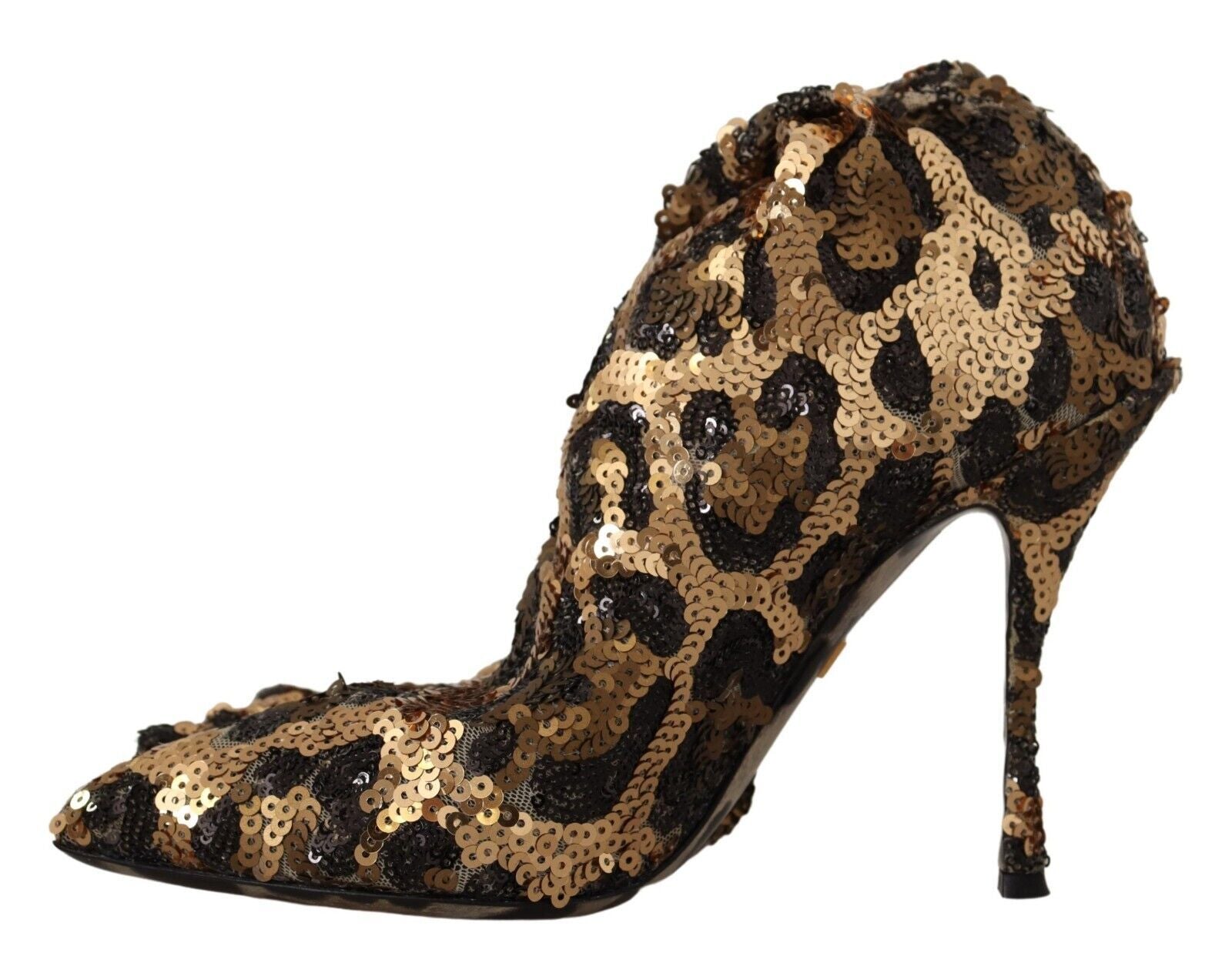 Gouden luipaard pailletten hakken laarzen schoenen