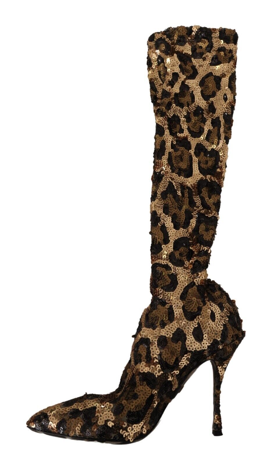Gouden luipaard pailletten hakken laarzen schoenen