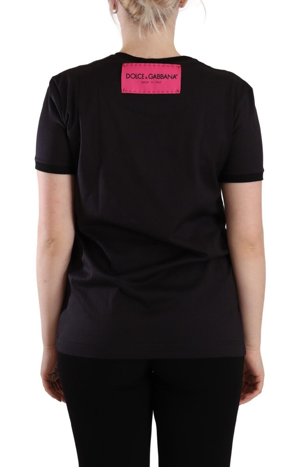 Zwart T-shirt met ronde hals en logoprint van katoen