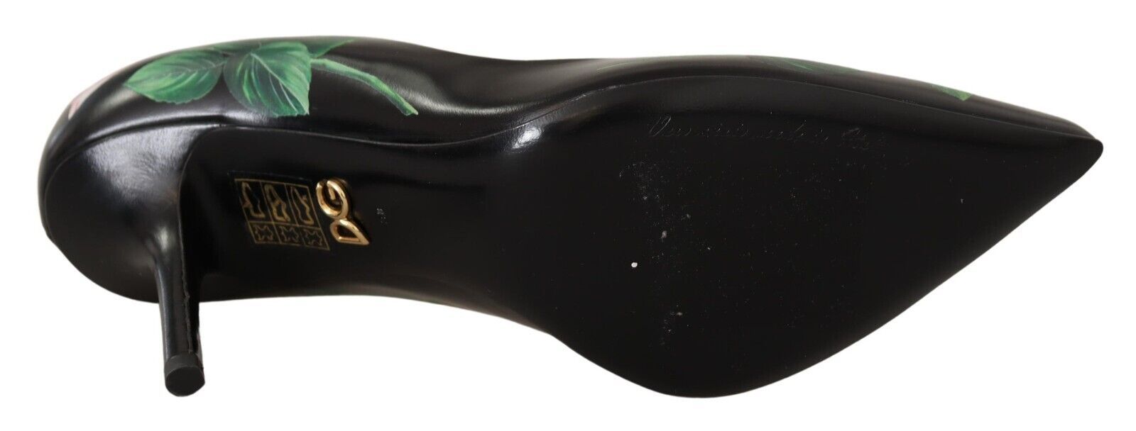 Zwarte leren rozen hoge hakken pumps schoenen