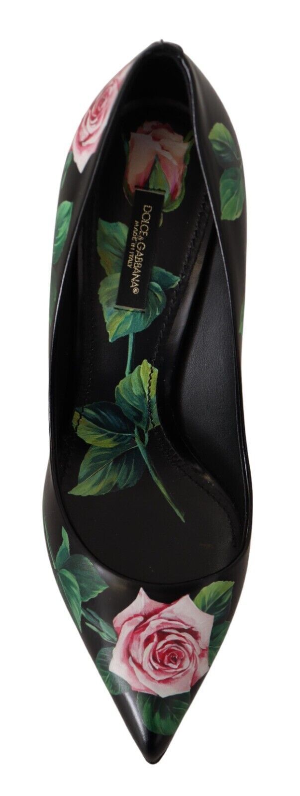 Zwarte leren rozen hoge hakken pumps schoenen
