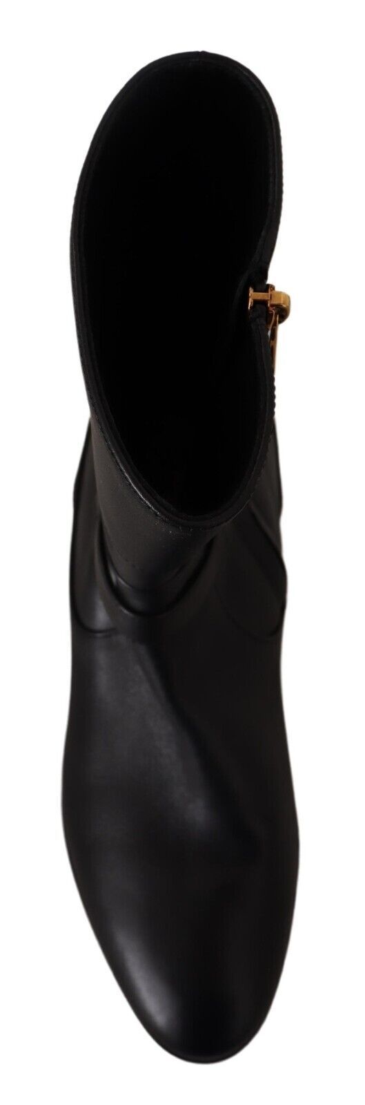 Zwarte leren flats met logo en korte laarzen