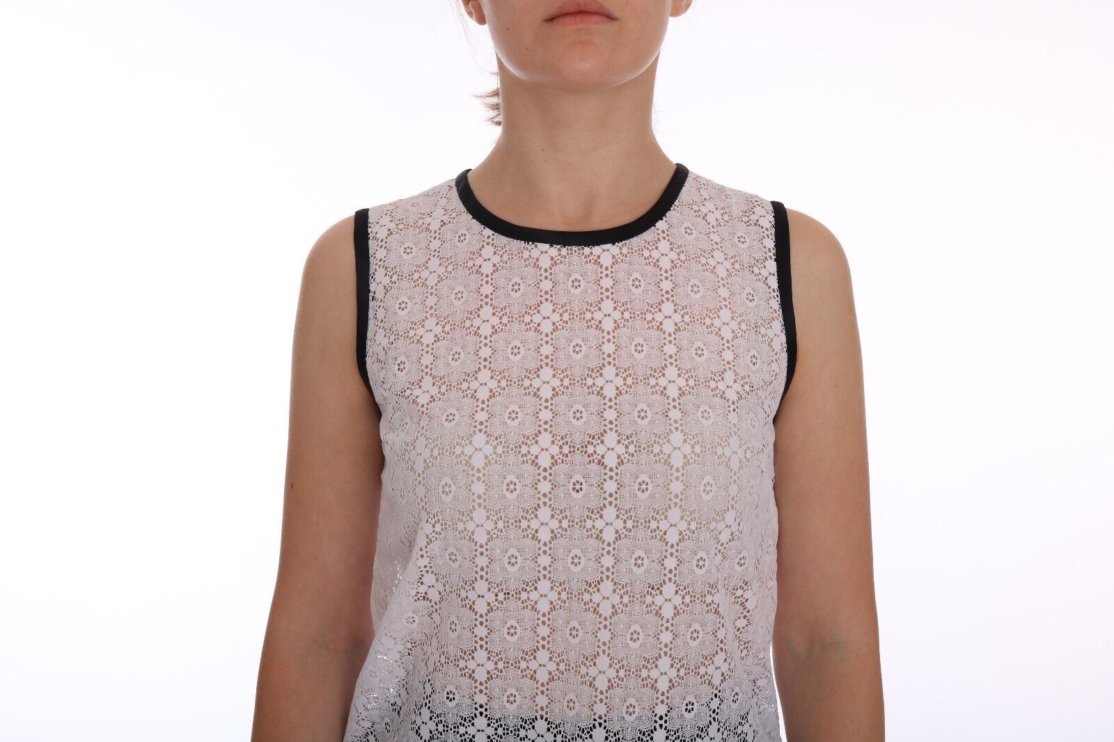 Wit kanten bloemen nylon tanktop T-shirt