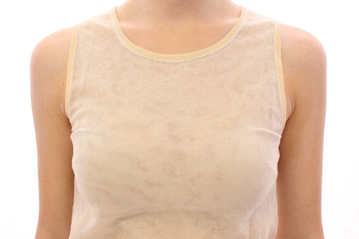 Beige mouwloze katoenen tanktopblouse