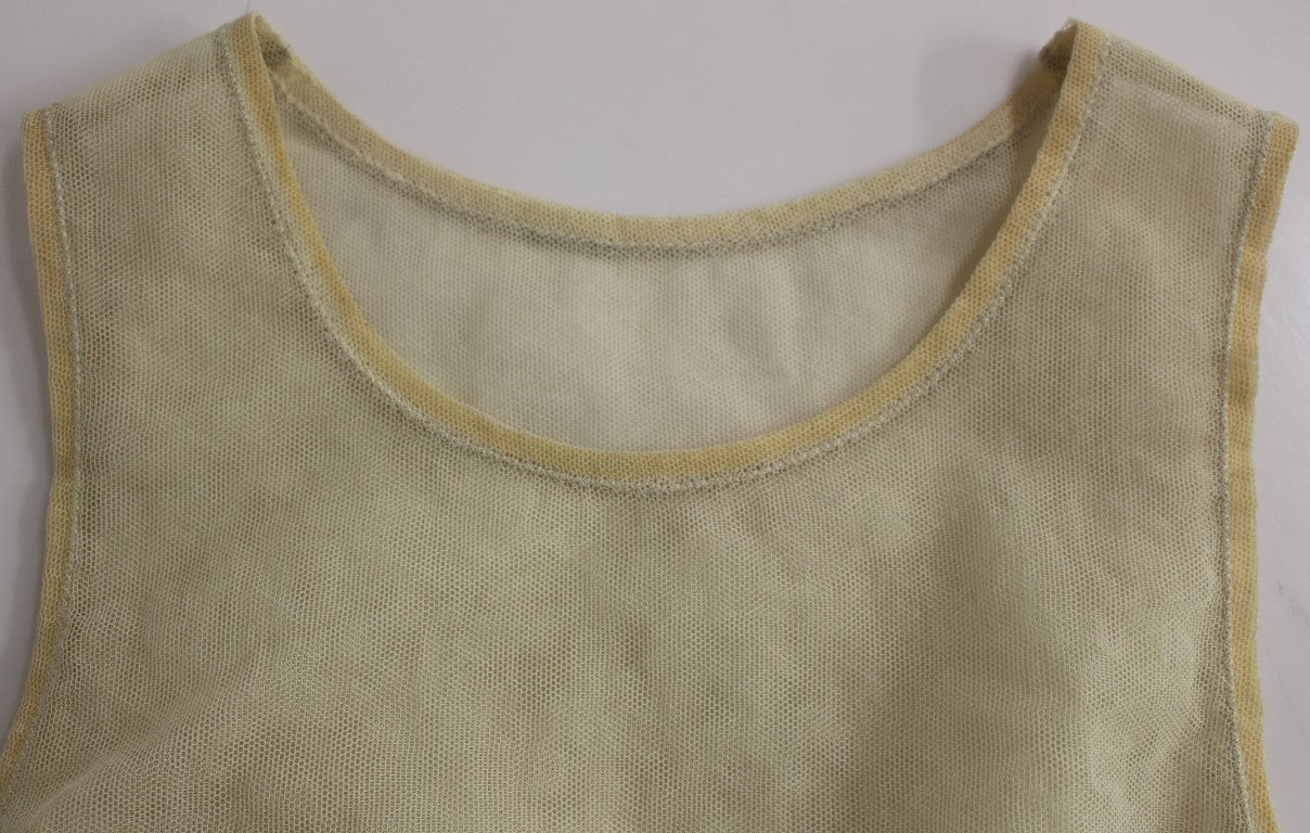 Beige mouwloze katoenen tanktopblouse