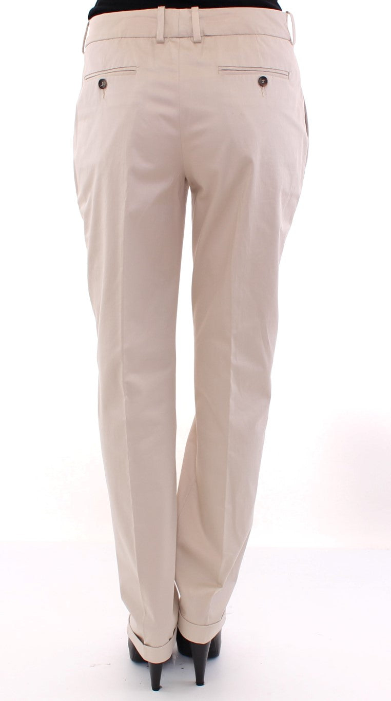 Beige katoenen chinobroek