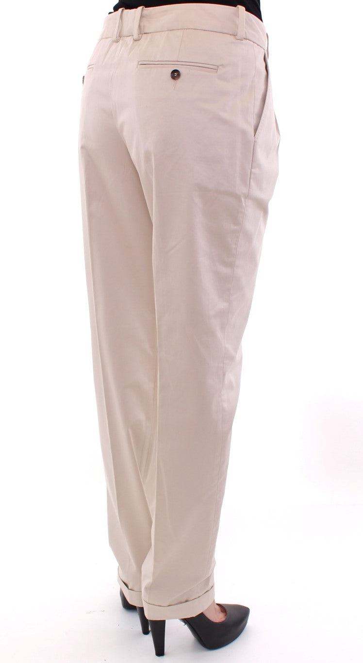 Beige katoenen chinobroek