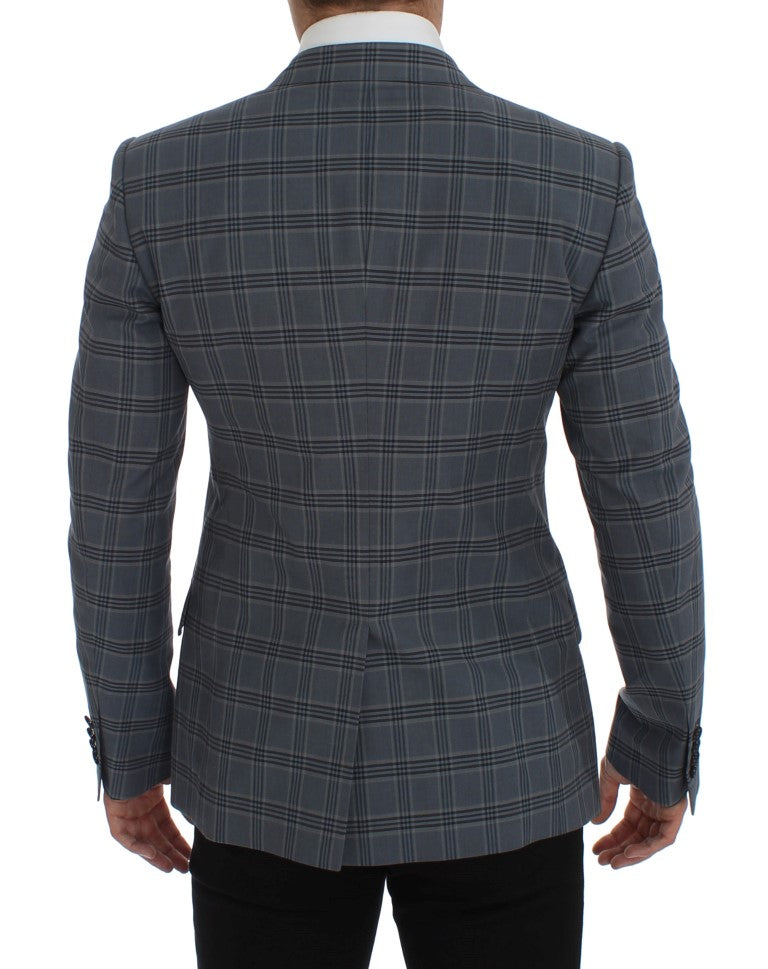 Blauw geruit slim fit blazerjack