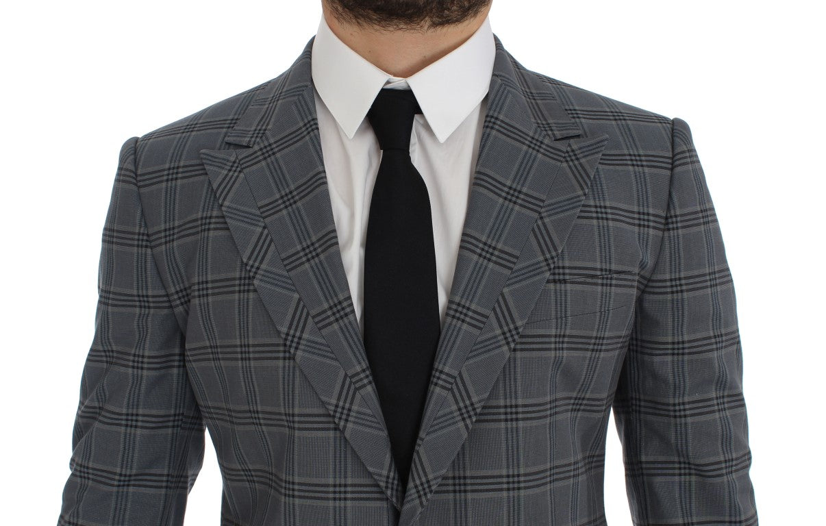Blauw geruit slim fit blazerjack