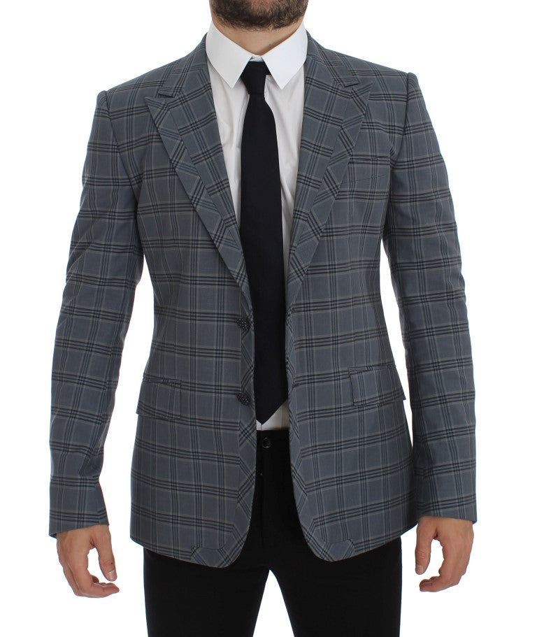 Blauw geruit slim fit blazerjack