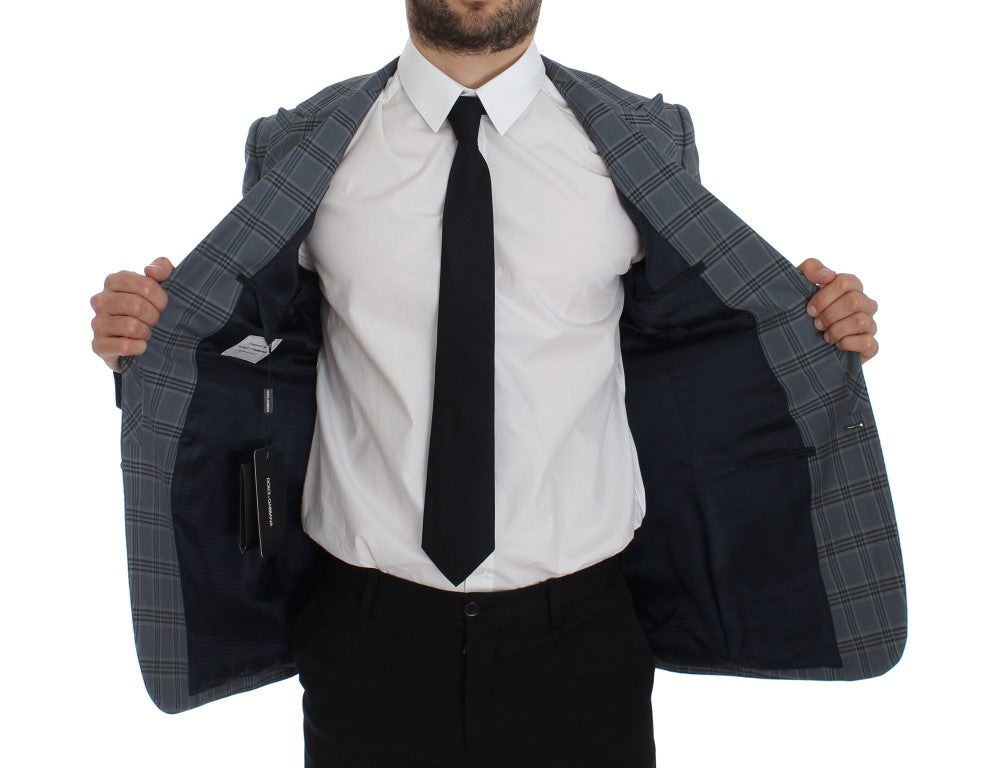 Blauw geruit slim fit blazerjack