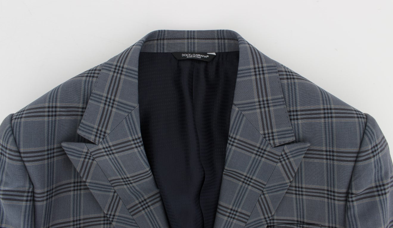 Blauw geruit slim fit blazerjack