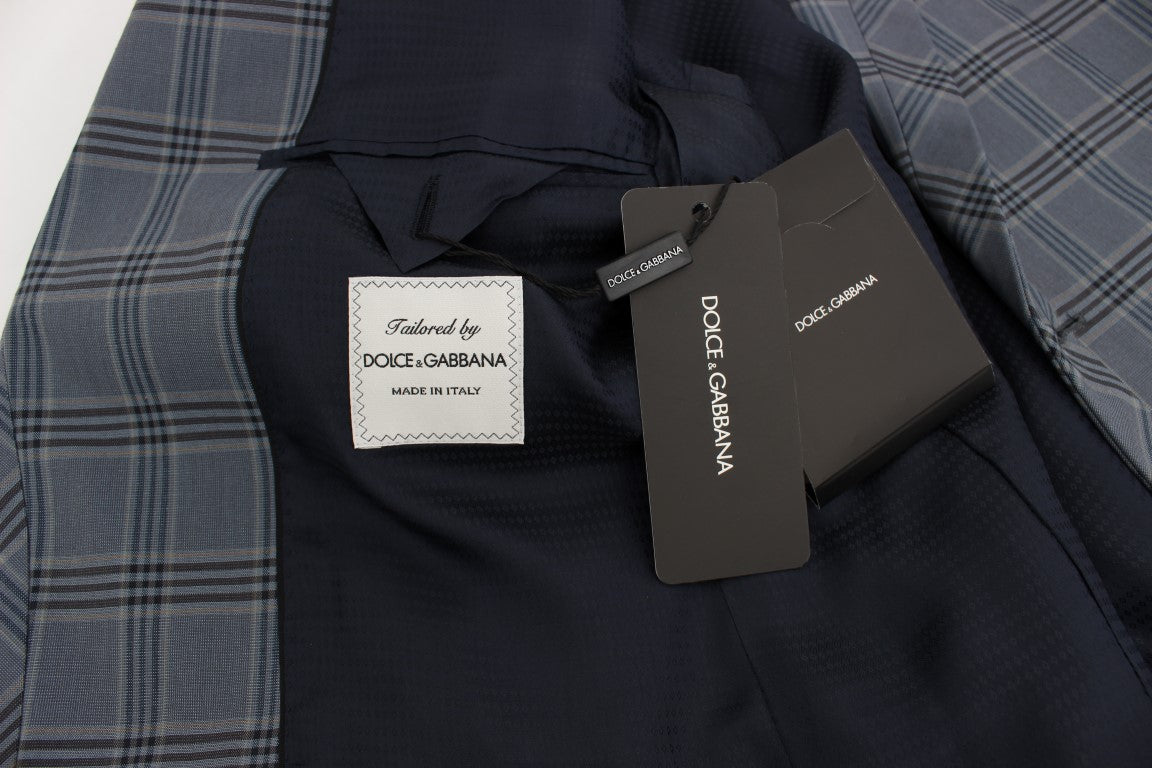 Blauw geruit slim fit blazerjack