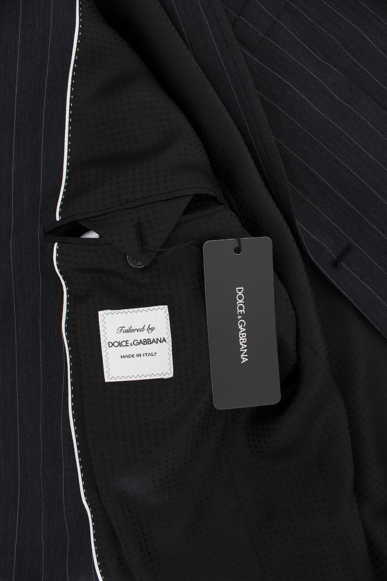 Grijs gestreepte slim fit wollen blazer