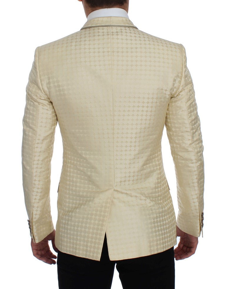 Beige zijden blazer met stippen, 2-delig