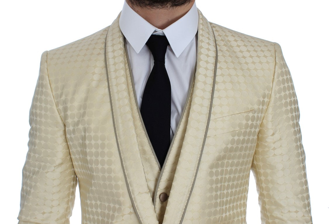 Beige zijden blazer met stippen, 2-delig