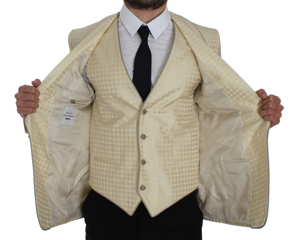 Beige zijden blazer met stippen, 2-delig