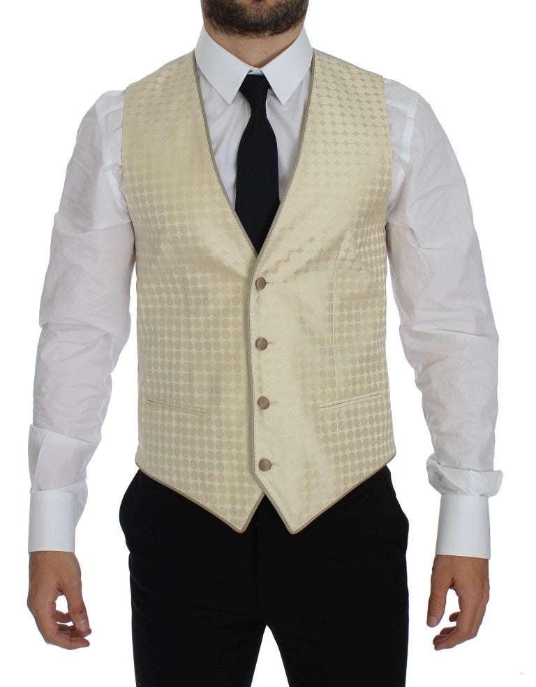 Beige zijden blazer met stippen, 2-delig