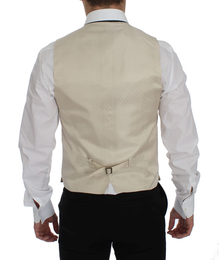 Beige zijden blazer met stippen, 2-delig