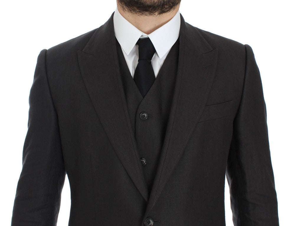 Grijs slim fit linnen blazerjack