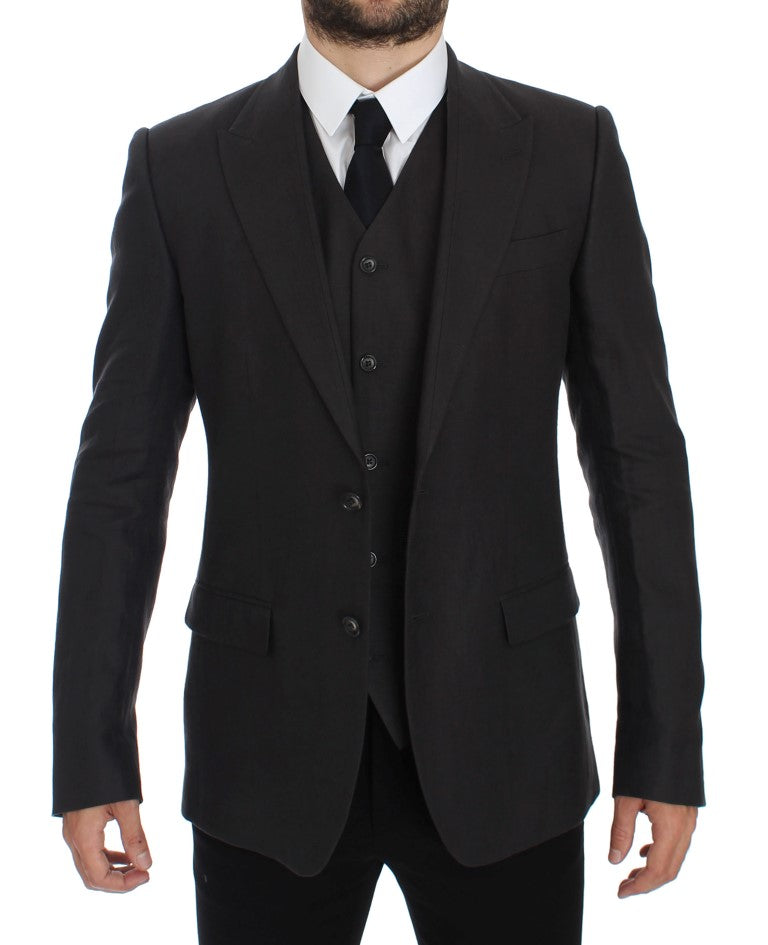 Grijs slim fit linnen blazerjack