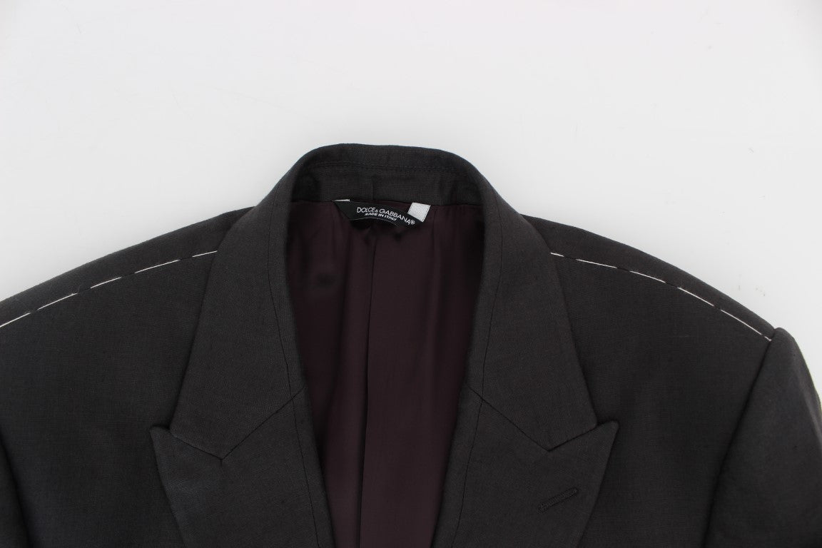Grijs slim fit linnen blazerjack