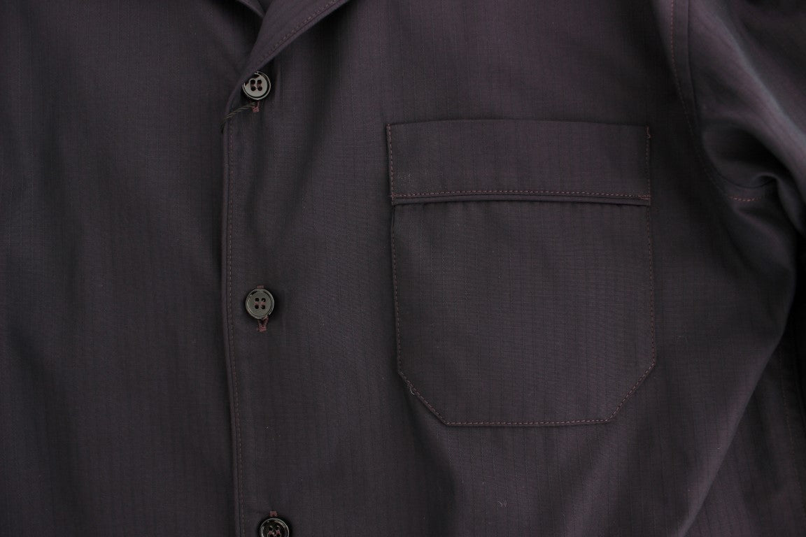 Paars gestreept katoenen pyjama-loungeshirt