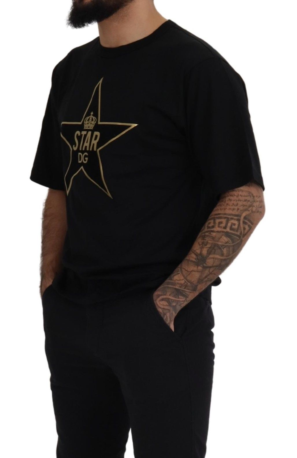 Zwart Goud STAR Crown DG Katoenen Crewneck T-shirt