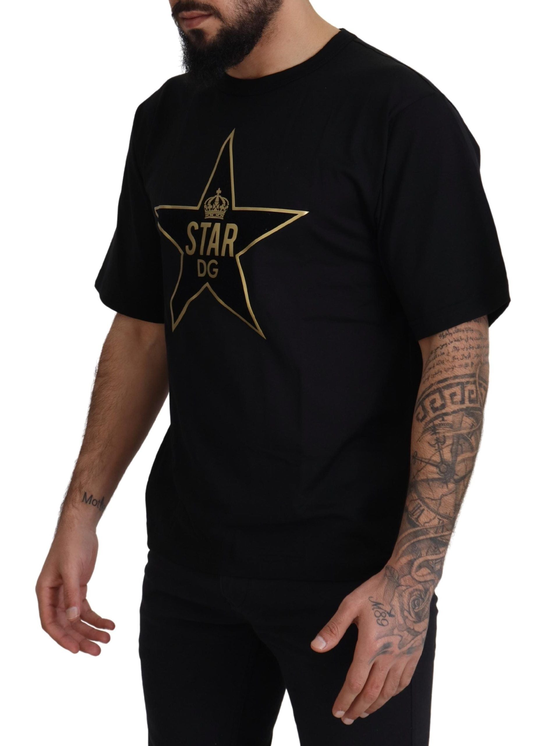 Zwart Goud STAR Crown DG Katoenen Crewneck T-shirt