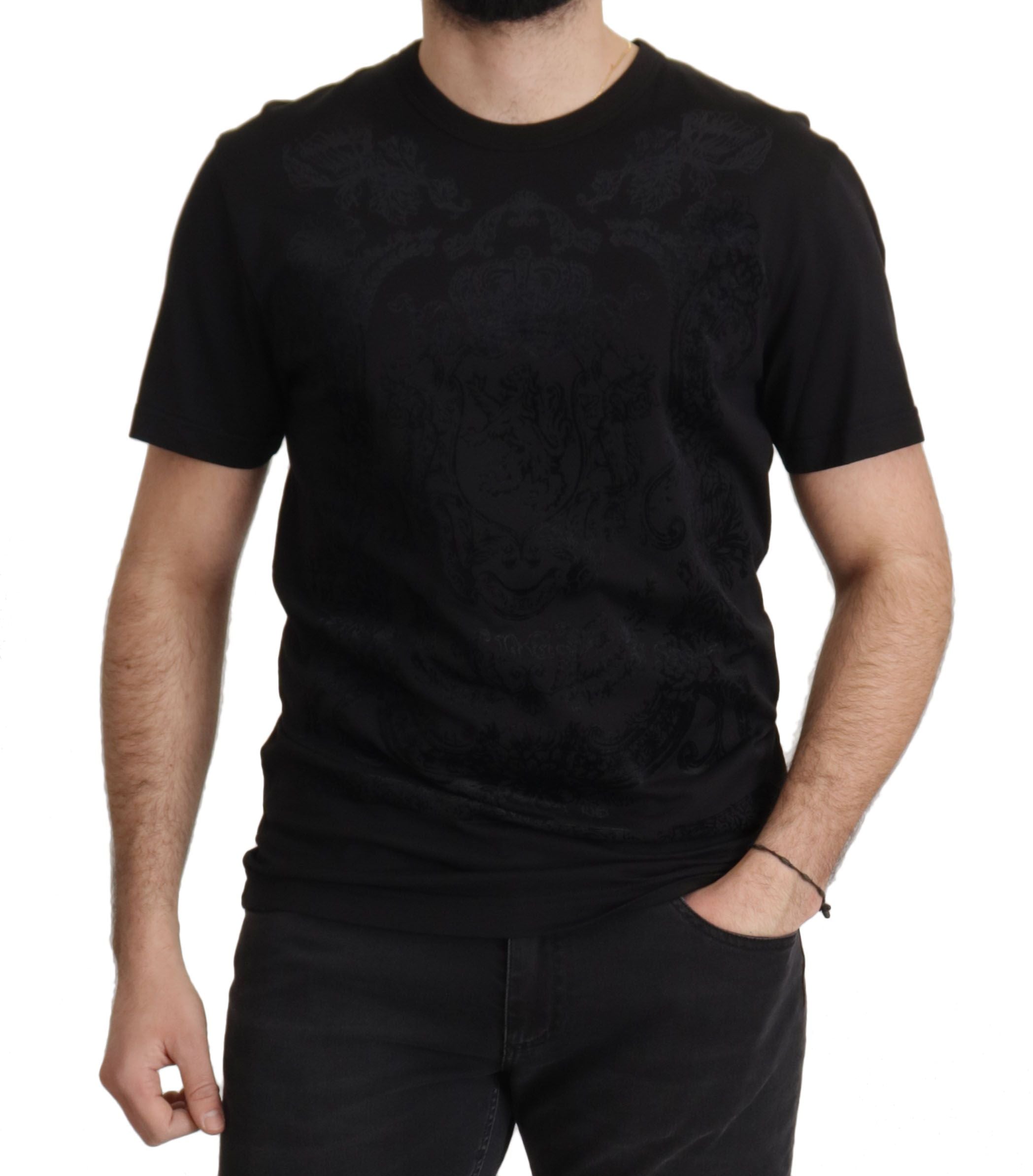 Zwart DG Barok Katoenen T-shirt met ronde hals