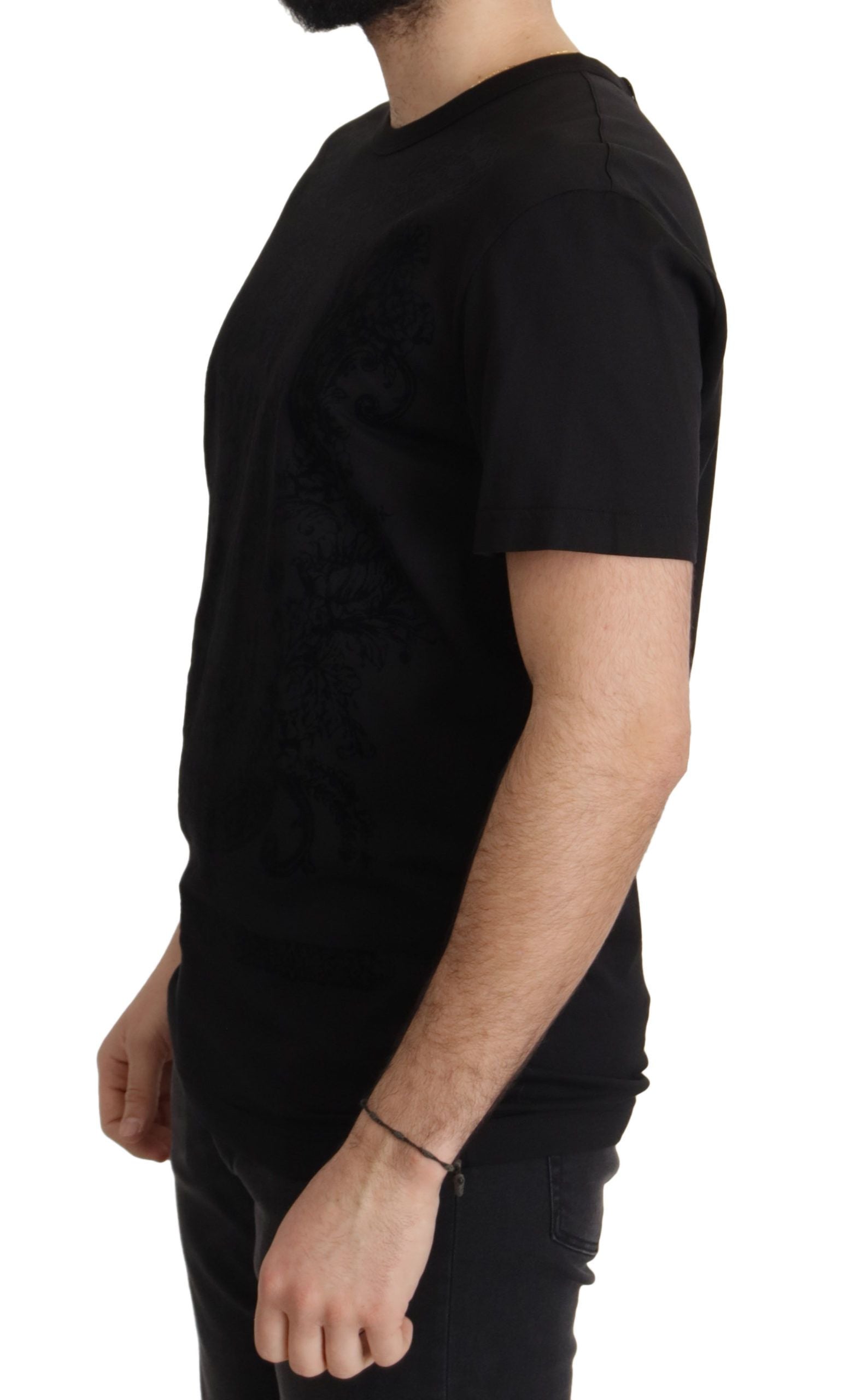 Zwart DG Barok Katoenen T-shirt met ronde hals