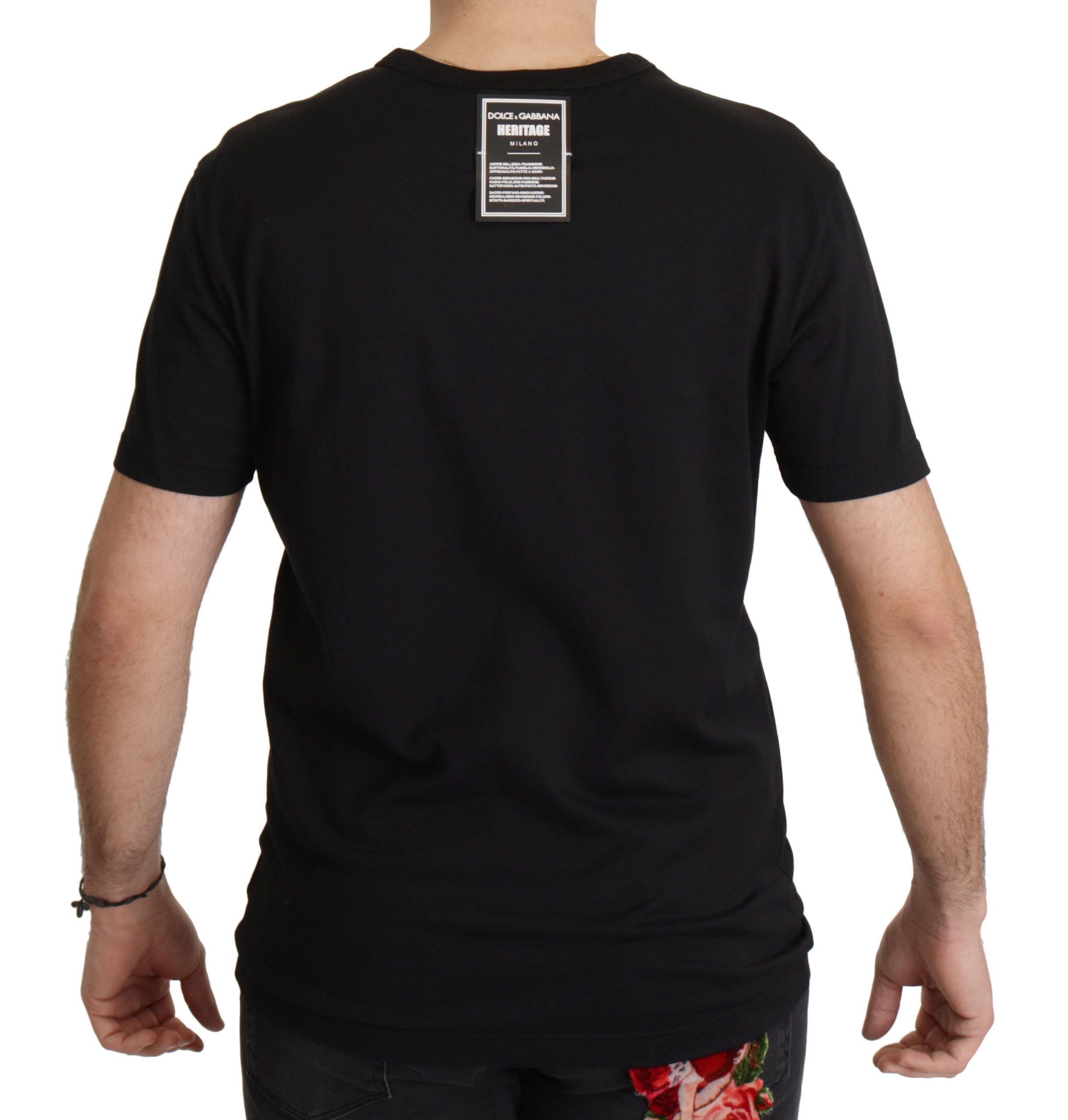 Zwart DG Barok Katoenen T-shirt met ronde hals