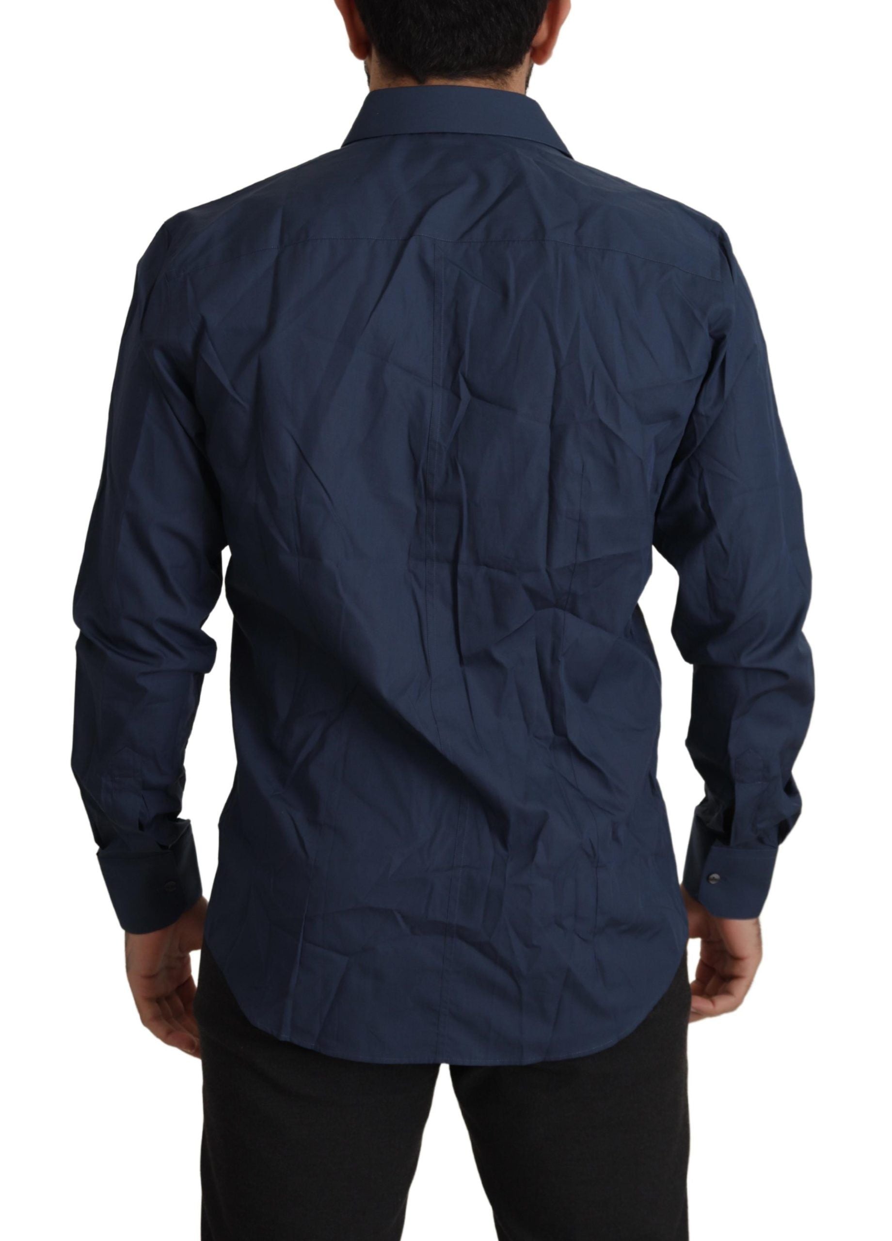 Blauw katoenen MARTINI slim fit overhemd