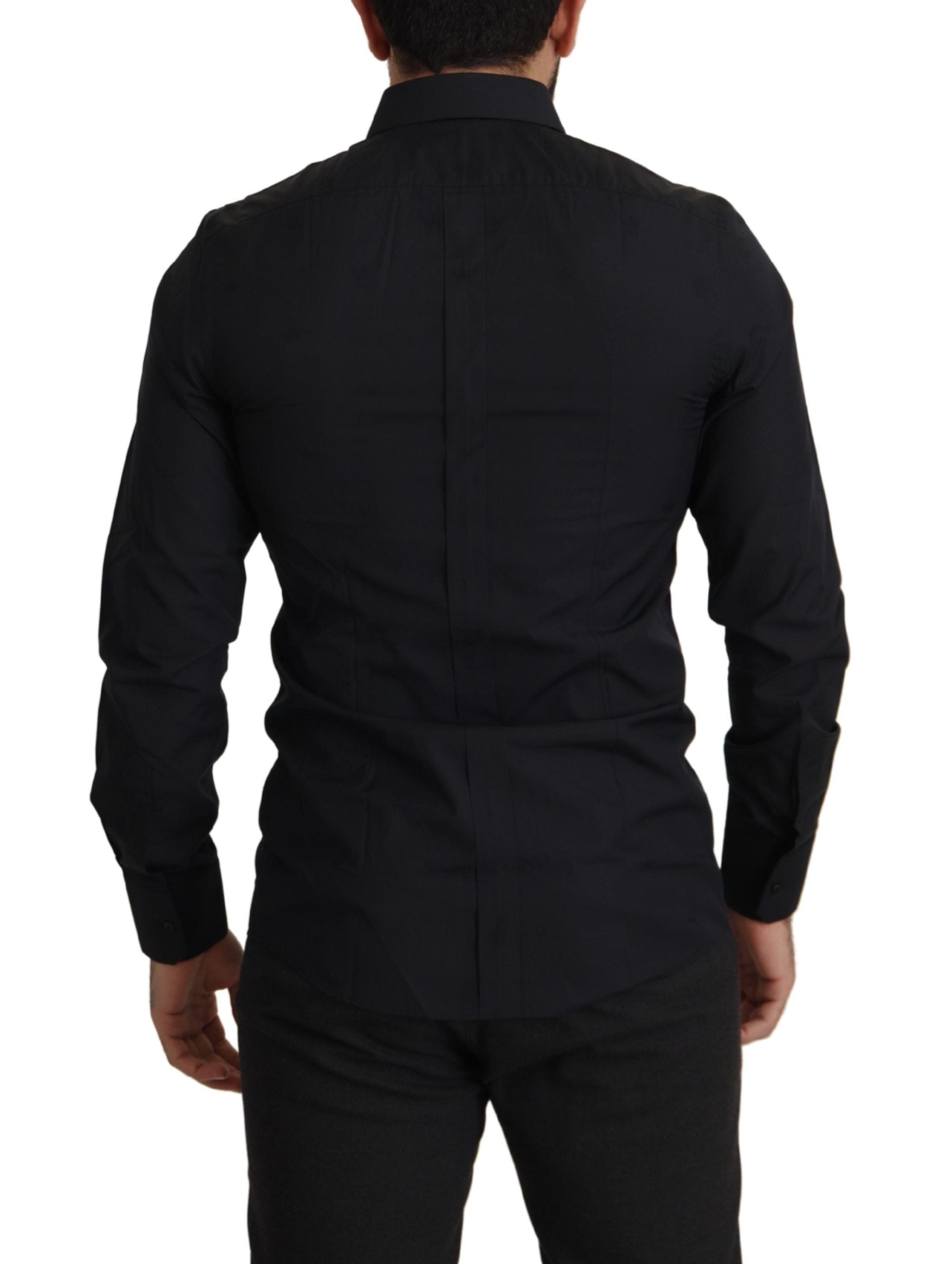 Zwart katoenen GOUD slim fit overhemd