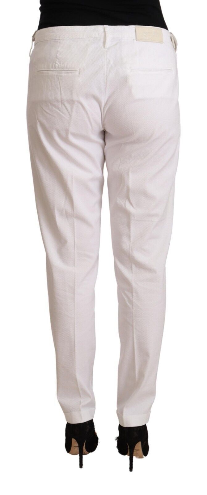 Witte taps toelopende Birgitte-broek met middelhoge taille