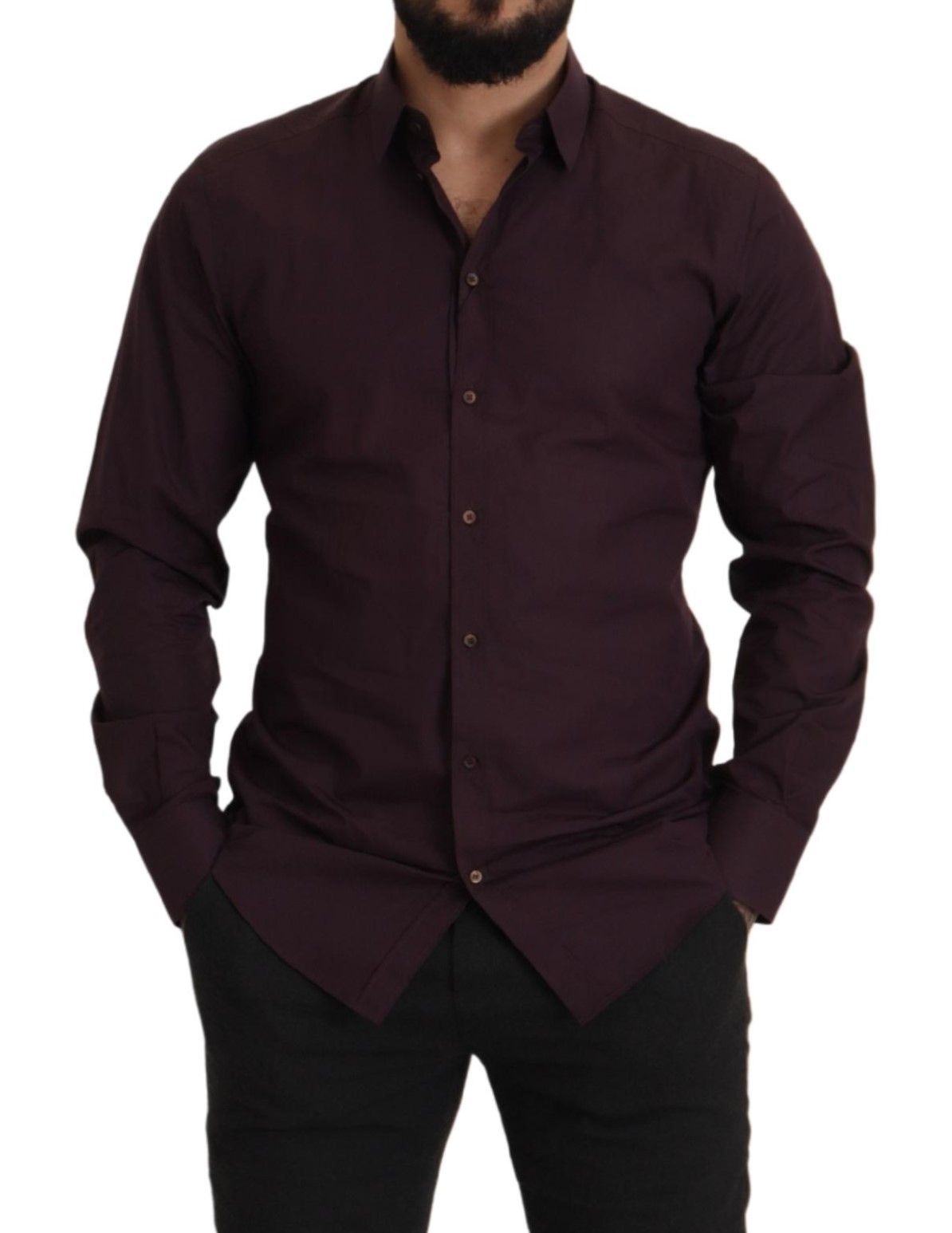 Paars katoenen GOUD slim fit overhemd